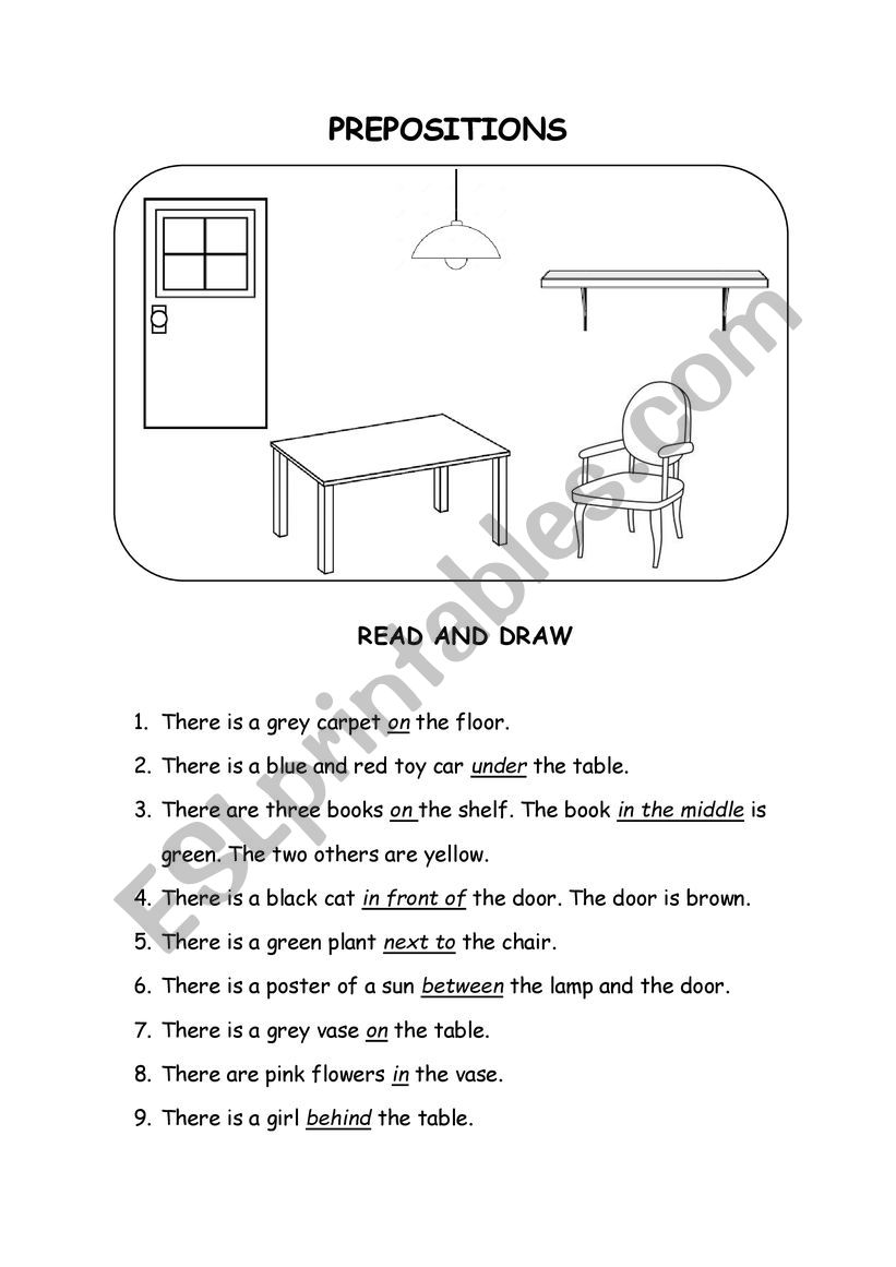 Prepositions of place worksheet