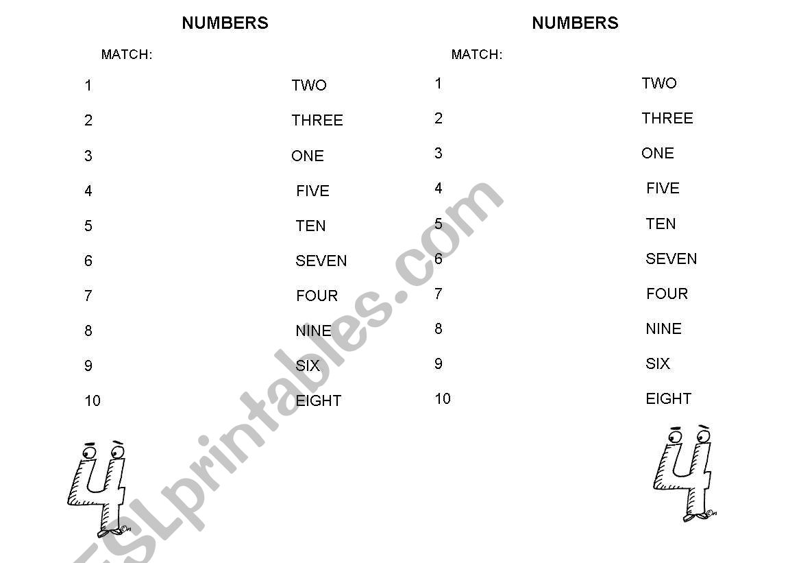 NUMBERS worksheet