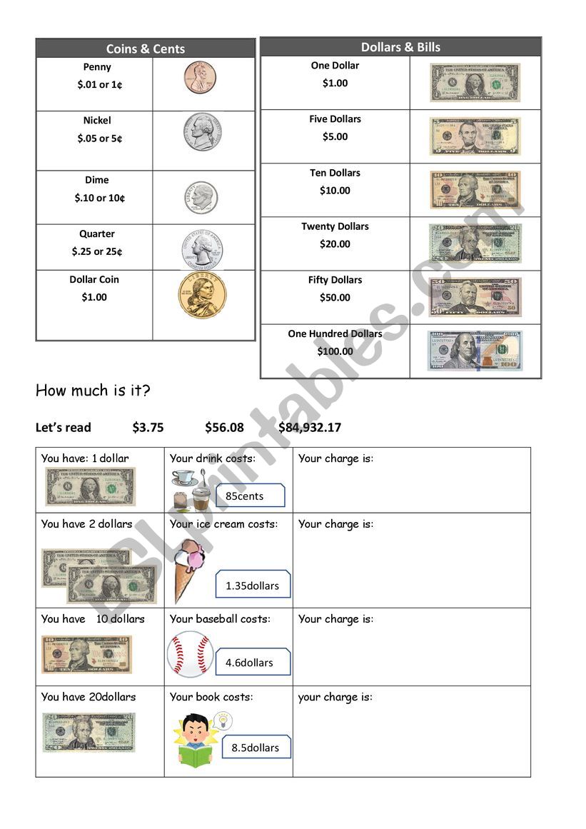 How much is it? worksheet