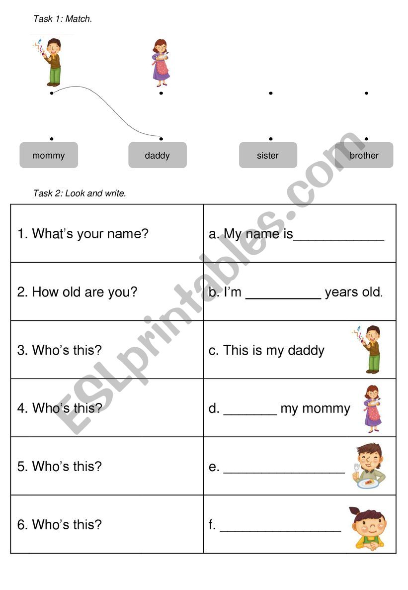 family worksheet for kids worksheet
