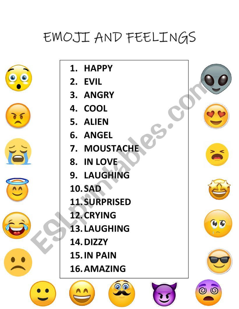 Emoji and feelings worksheet