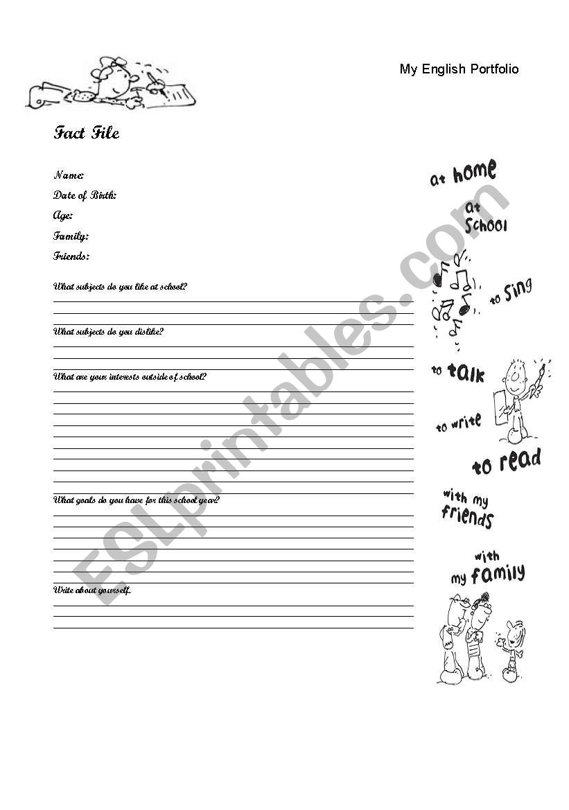 Fact File for Portfolio worksheet