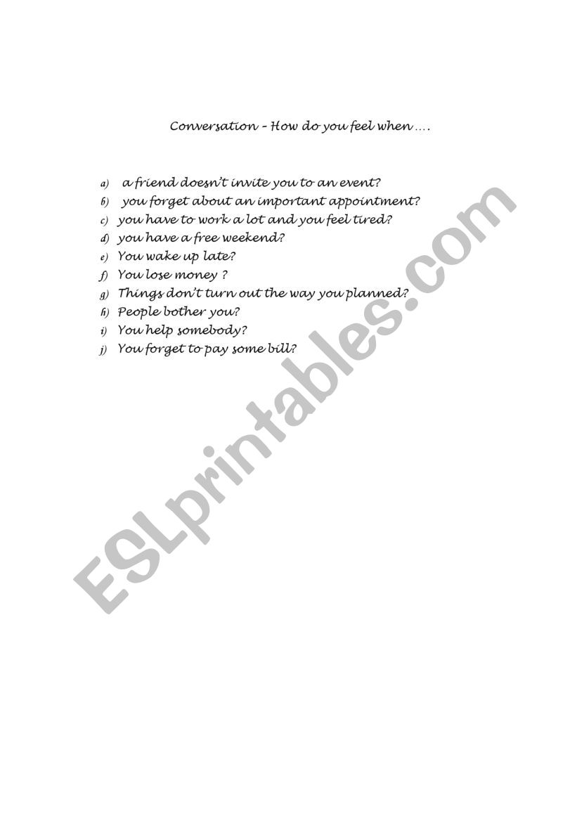 conversation  worksheet