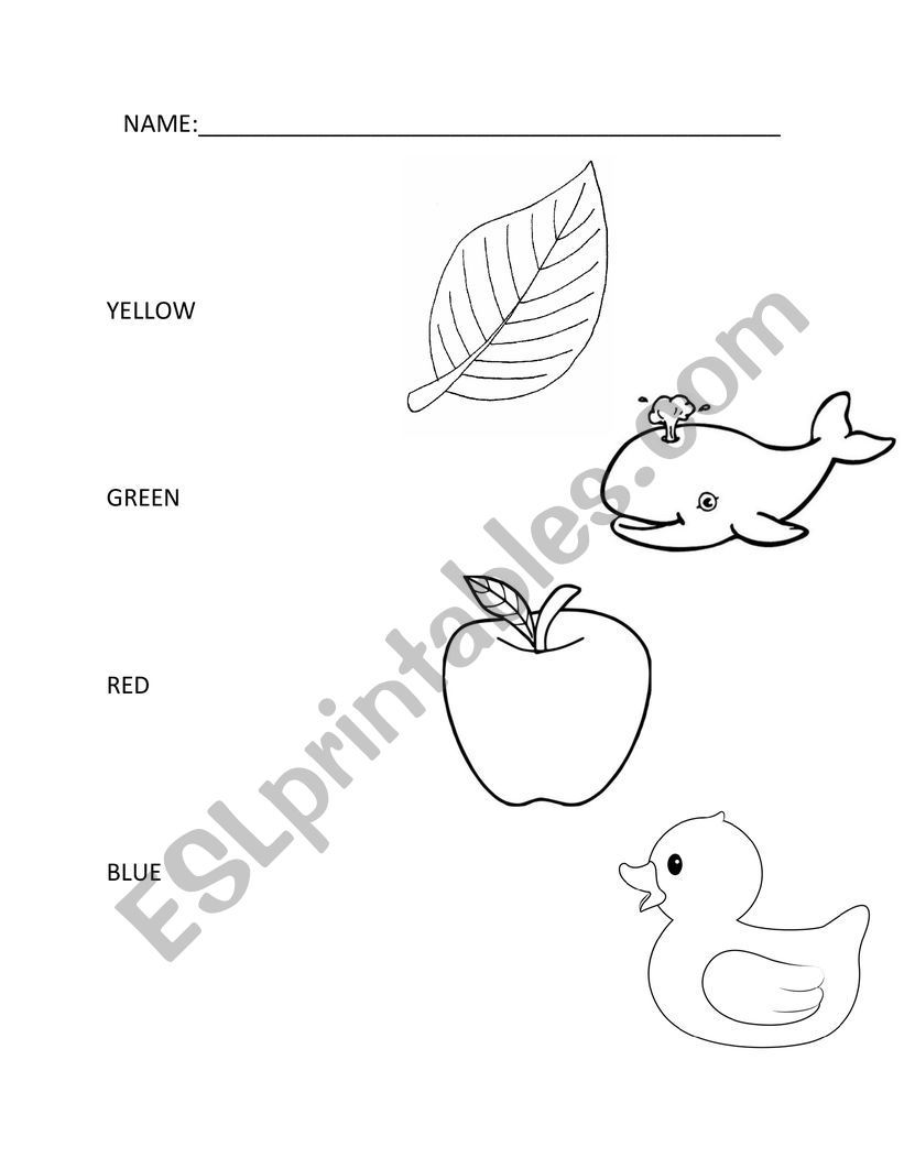 Colours red yellow green blue worksheet