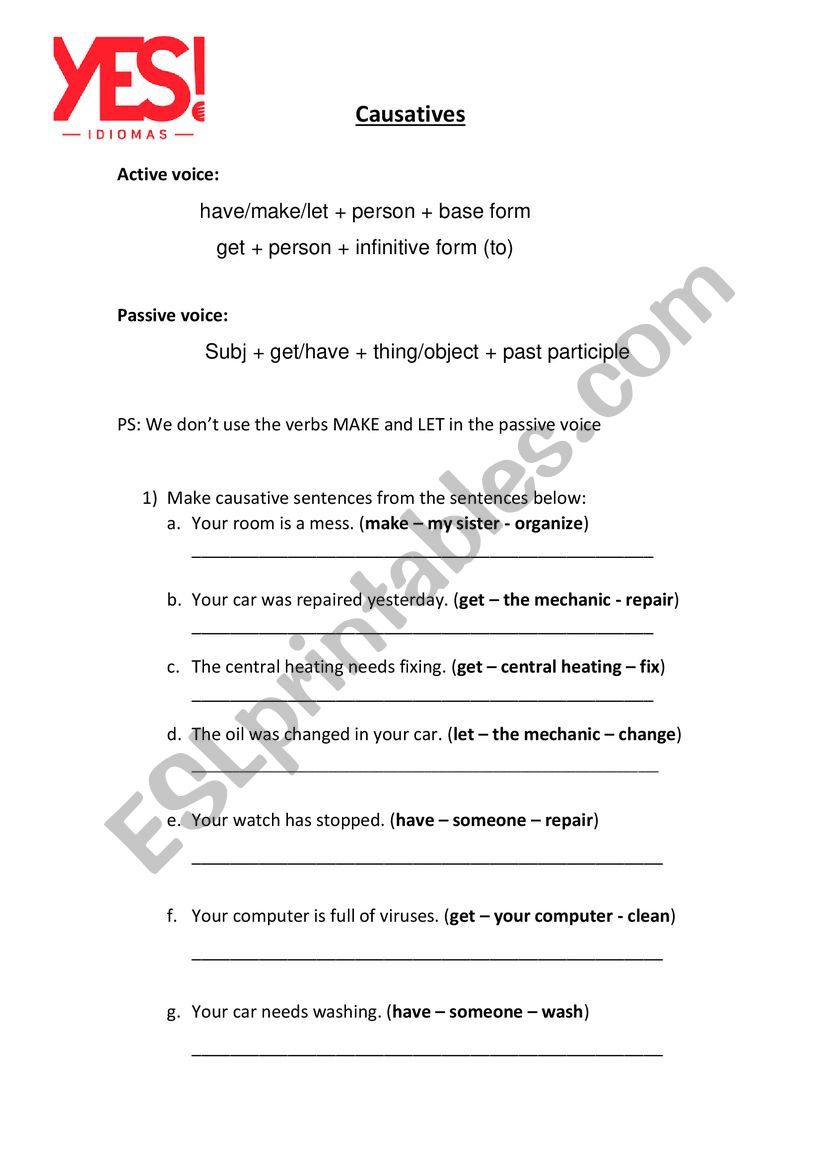 causatives worksheet