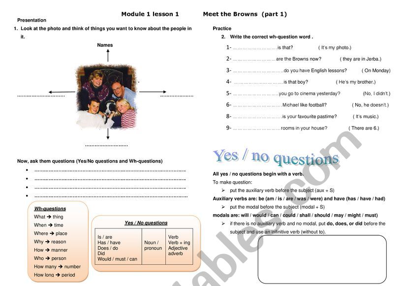 lesson 1 meet the browns (1) worksheet