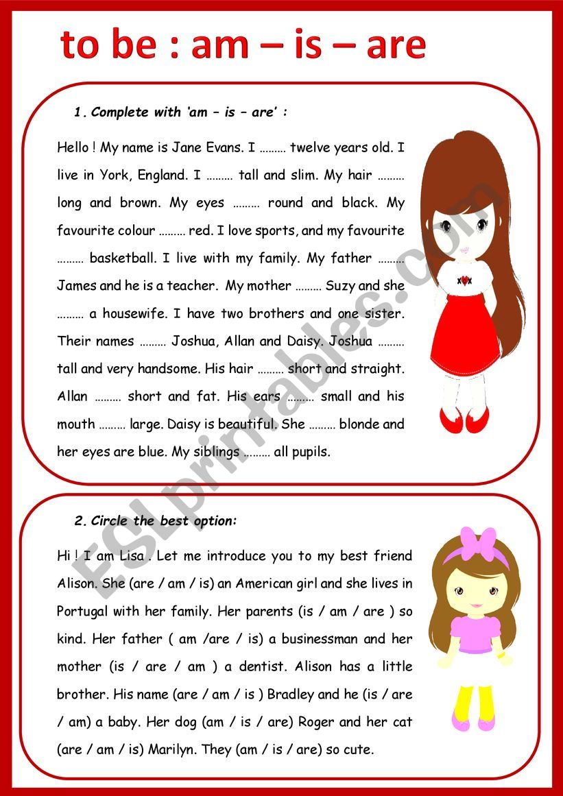 to be in the present simple worksheet