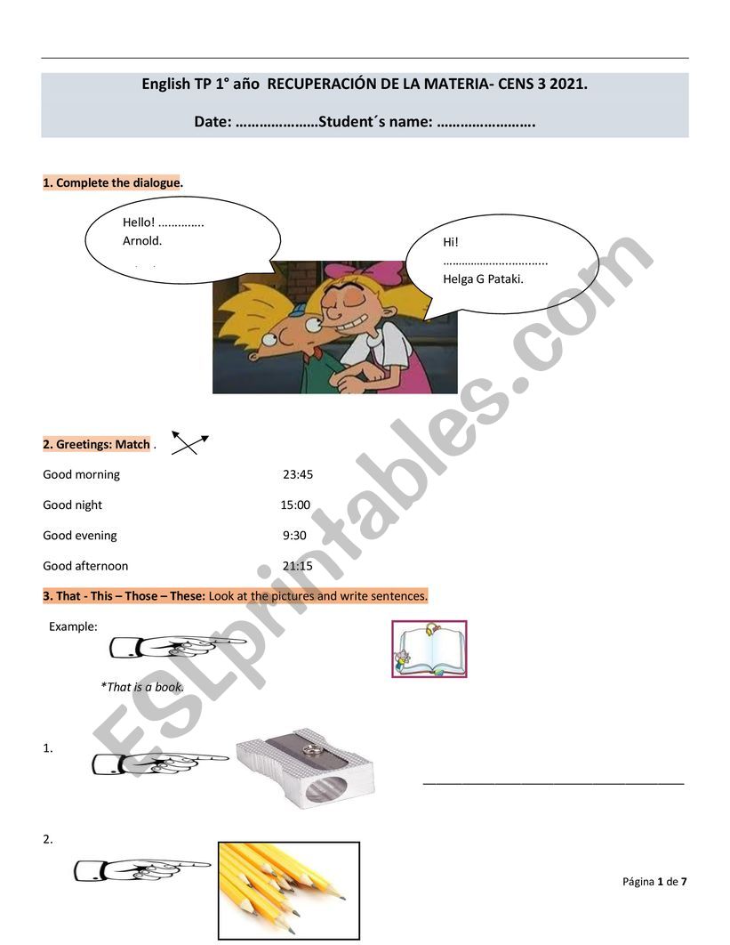 ENGLISH TEST worksheet