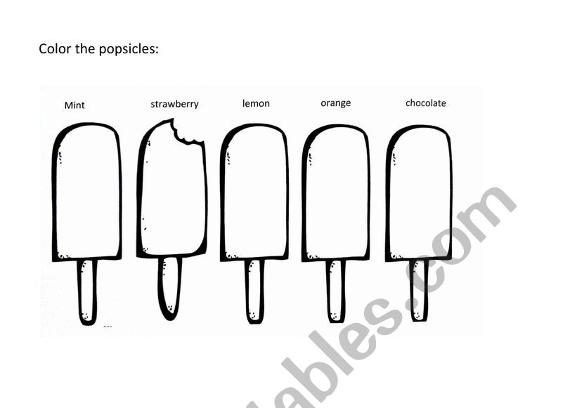 color the popsicles worksheet