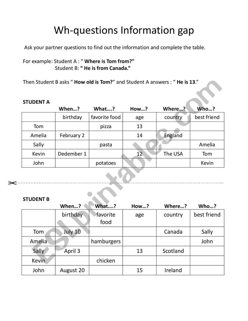 WH-questions worksheet