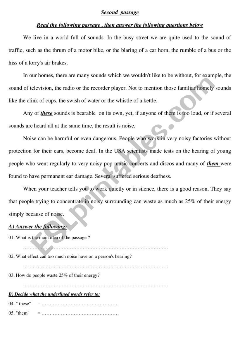 Reading Comprehension worksheet