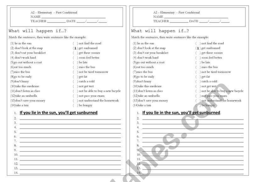 Frist Conditonal worksheet