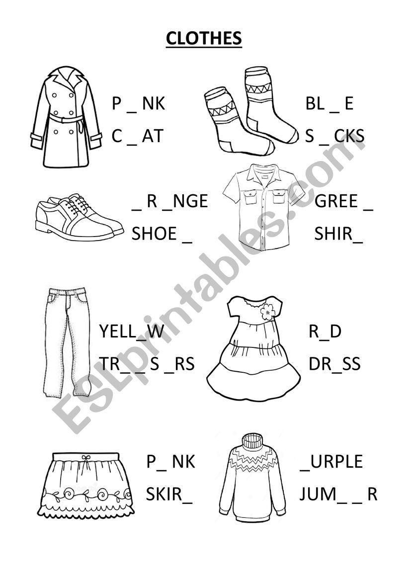 CLOTHES AND COLOURS worksheet