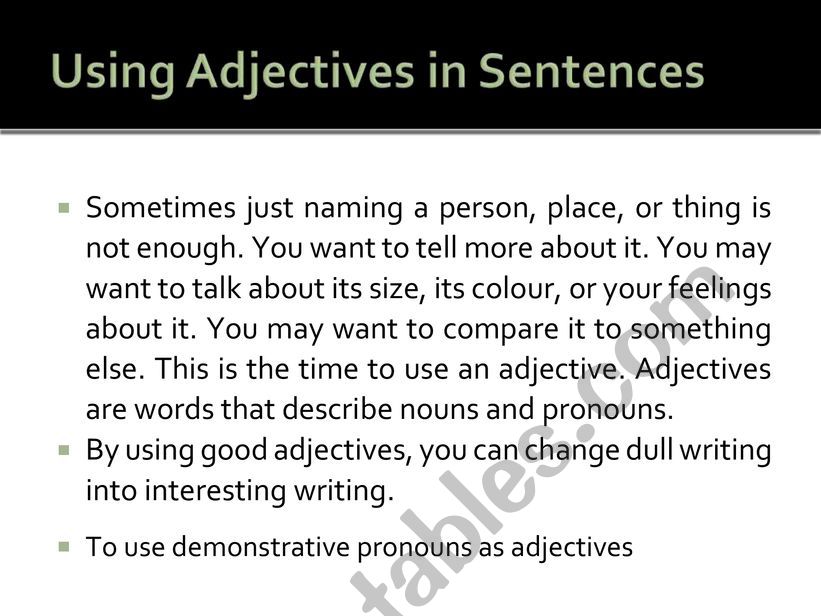 Adjectives worksheet