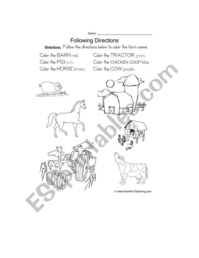 Coloring with instructions activity