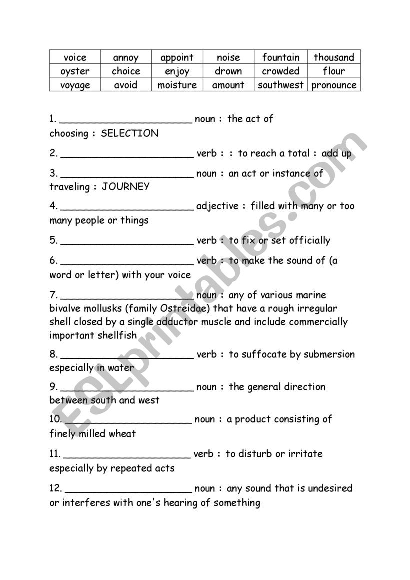 Spelling Words Definitions Grade 4 Week 20