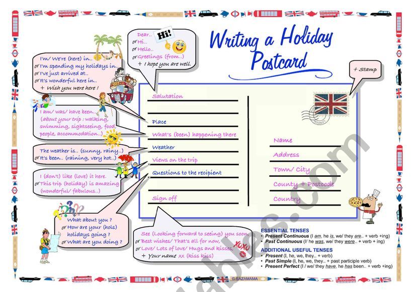Holiday Postcard worksheet