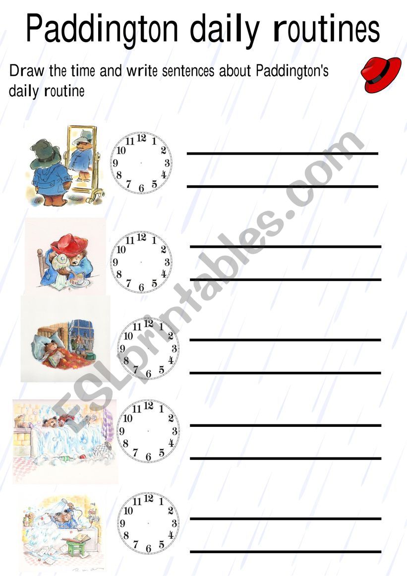 Paddington daily routine and  writing