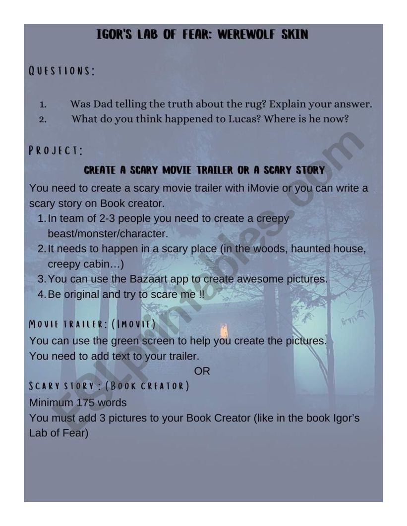Igors lab of fear : Werewolf skin