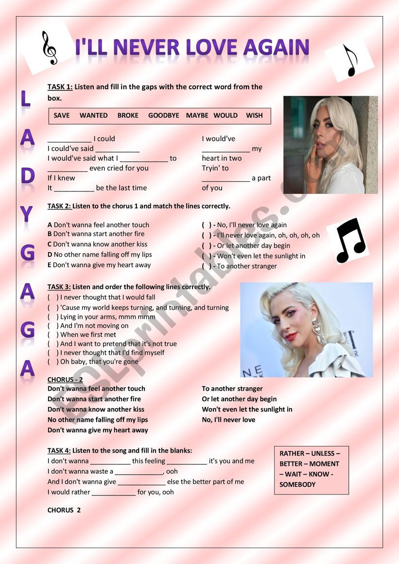 LADY GAGA - IÃ¯Â¿Â½LL NEVER LOVE AGAIN