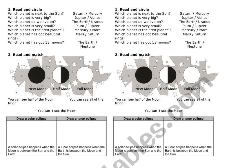 The Solar System worksheet