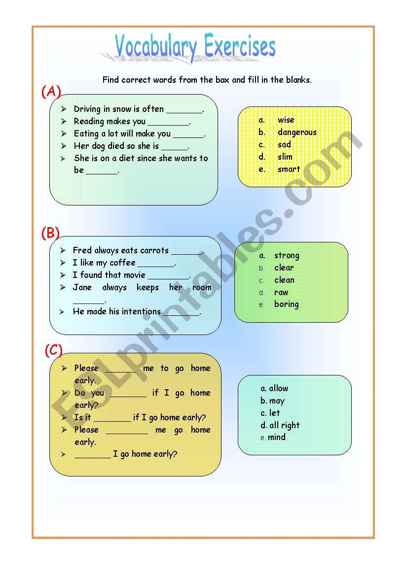 Vocabulary Exercise worksheet