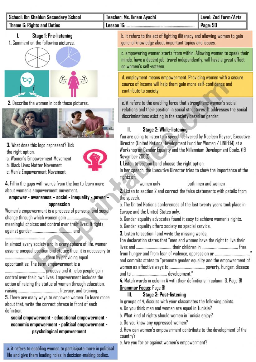 2nd Form - Lesson n° 16 - Equality Offers Prosperity