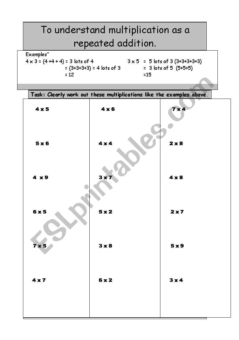 multiplication worksheet