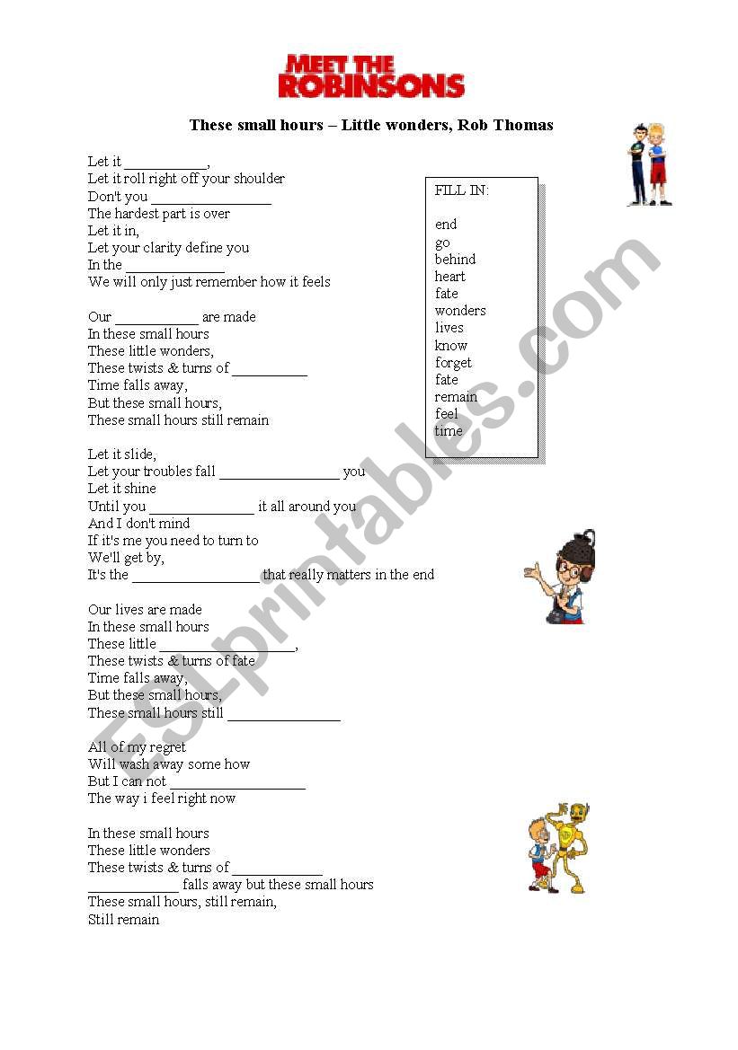 these small hours worksheet