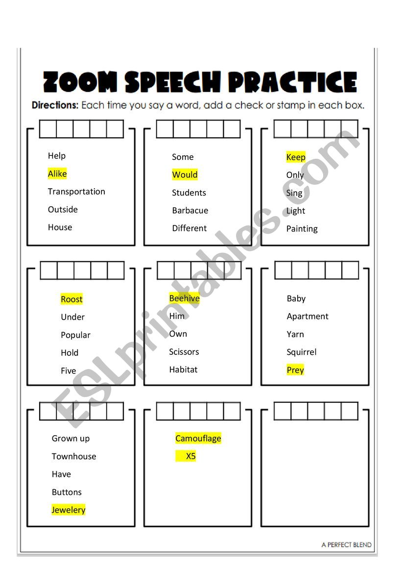 speach practice  worksheet