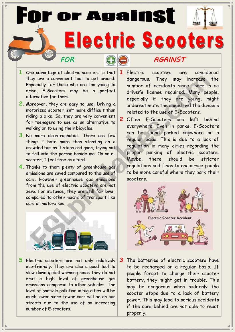 For or Against Electric Scooters - Debate