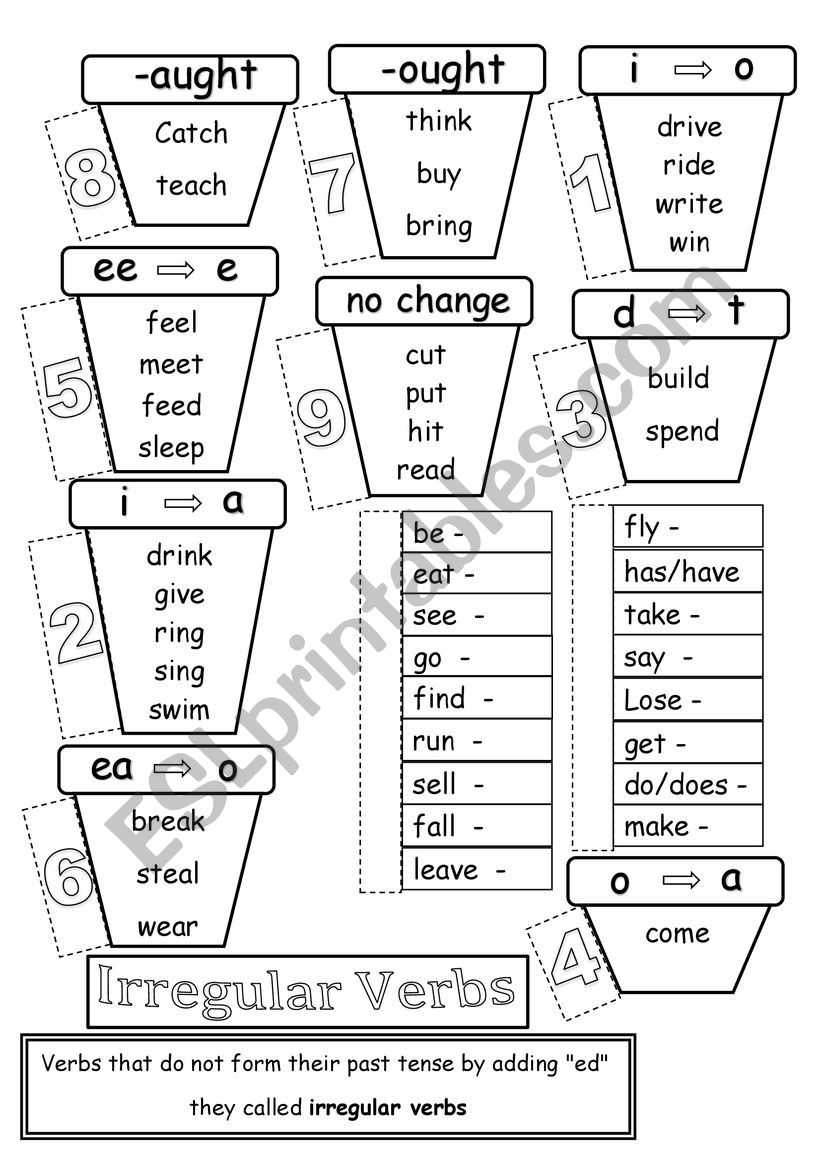 irrigular verbs in the past worksheet