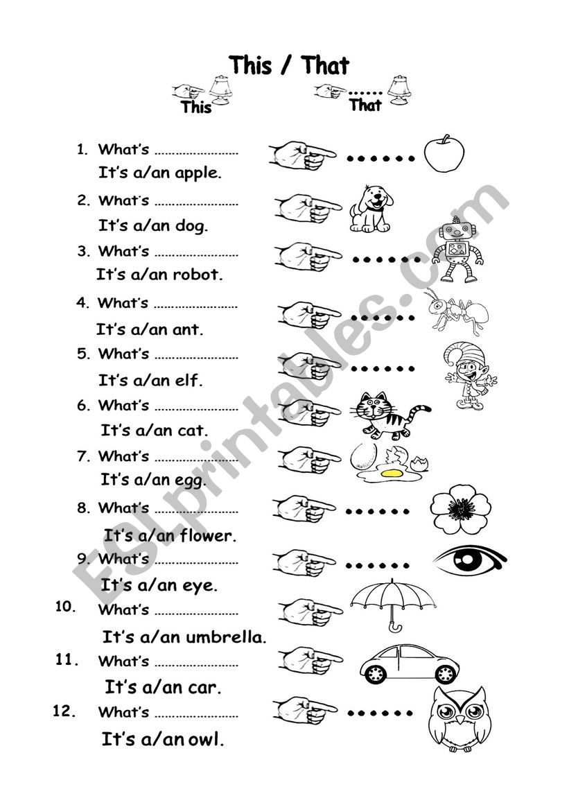 Demonstrative pronouns worksheet