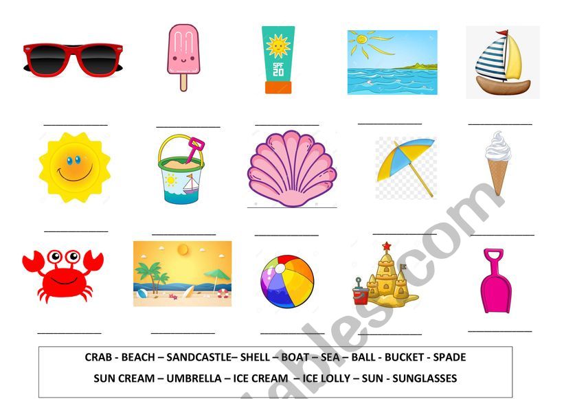 AT THE BEACH worksheet