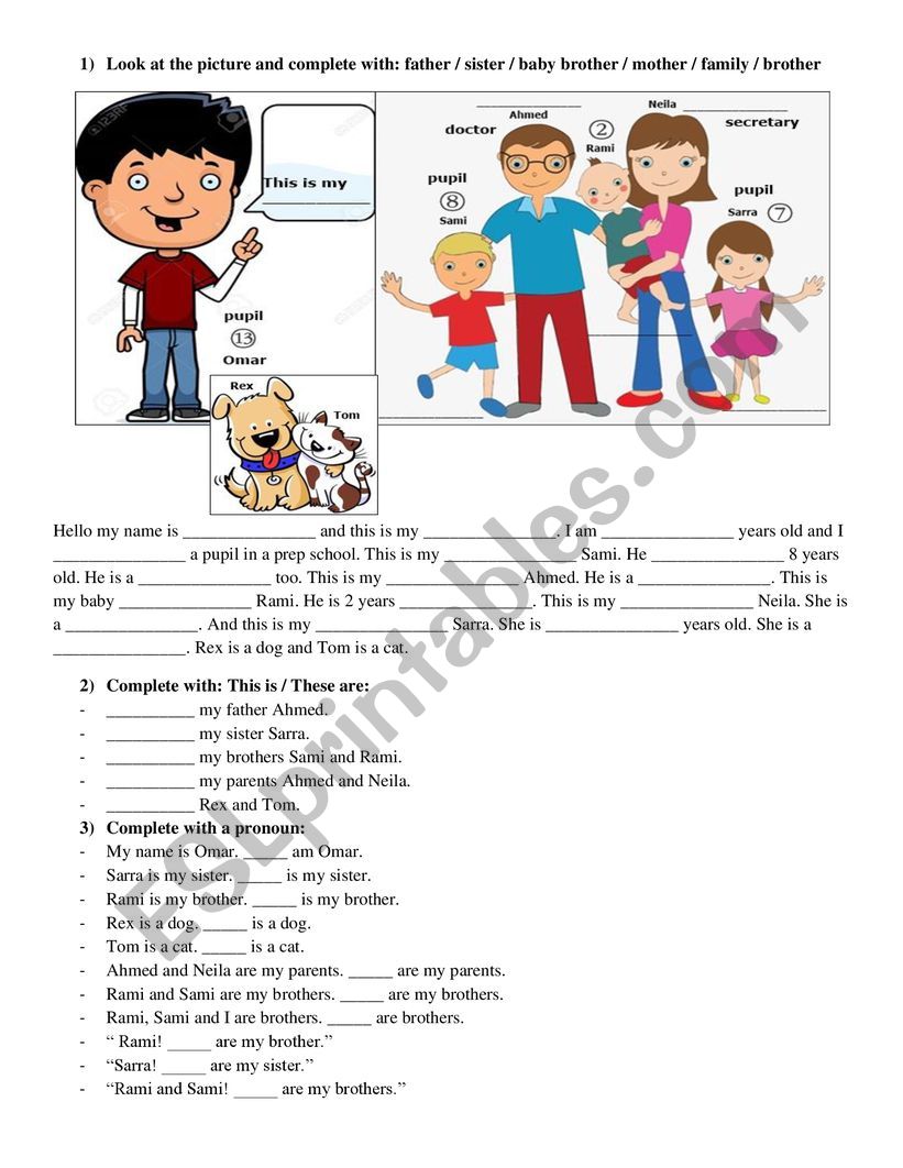 Consolidation: family members worksheet
