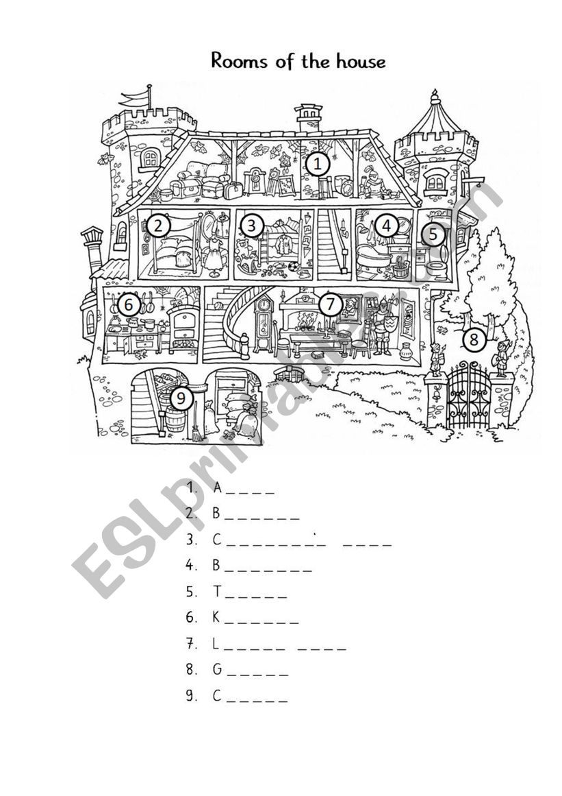 Rooms in the house worksheet