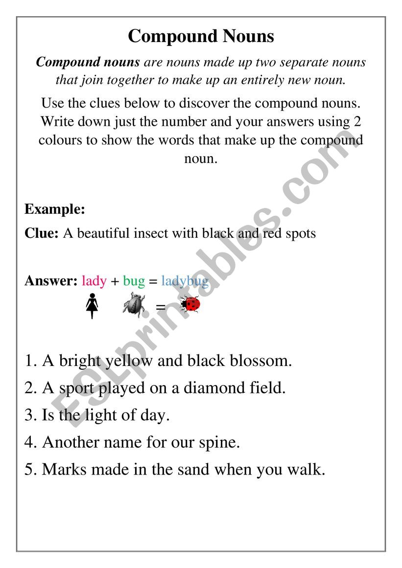 Compound Nouns worksheet