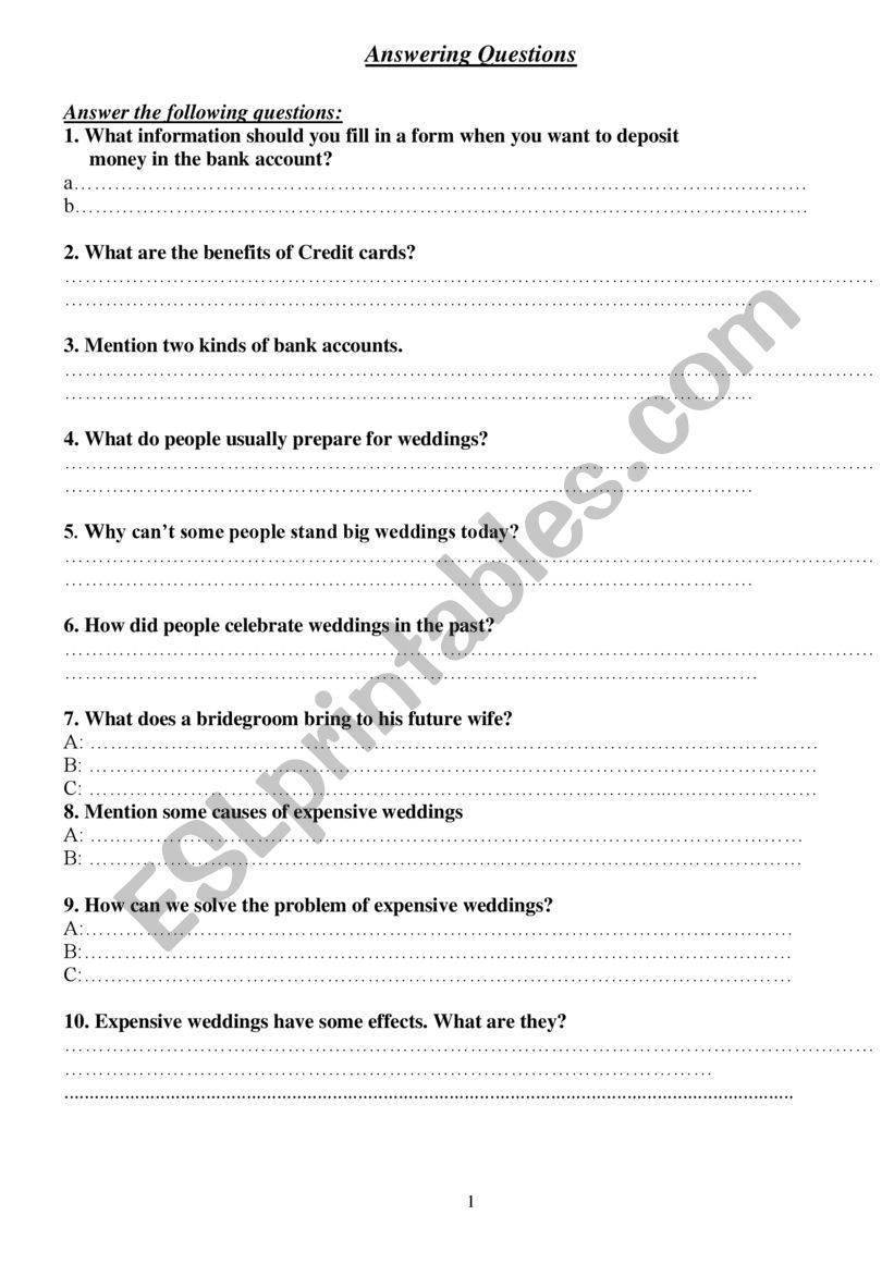 Language Functions worksheet