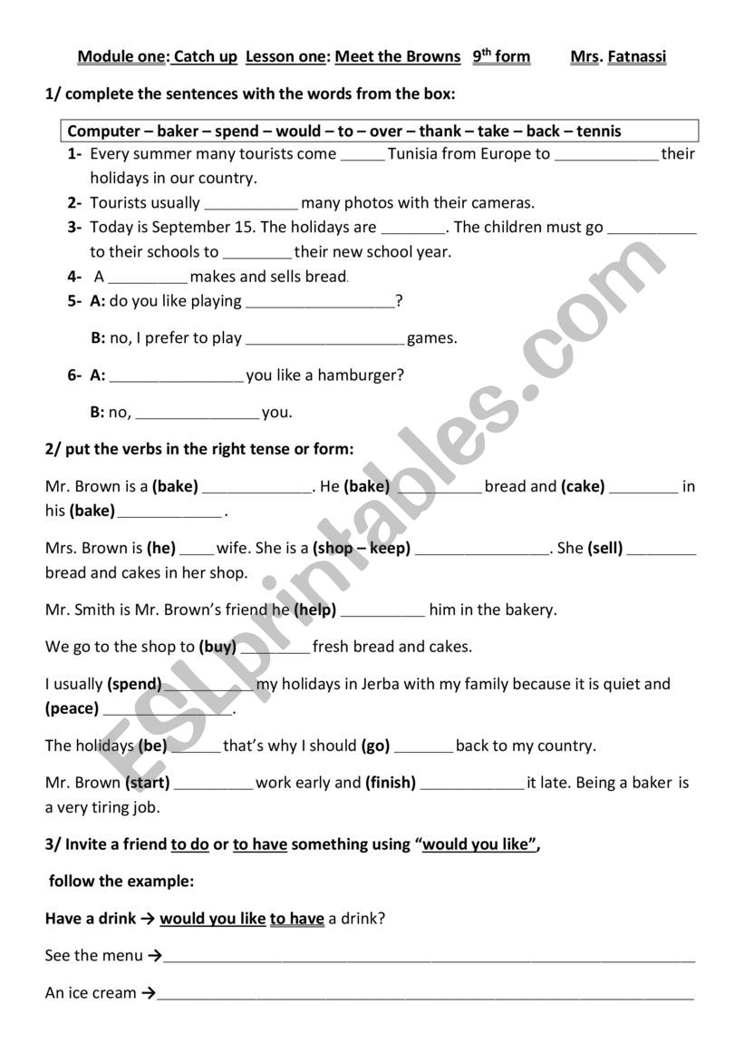 module 1 lesson 1 8th form worksheet