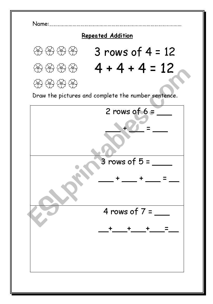 repeated addition worksheet