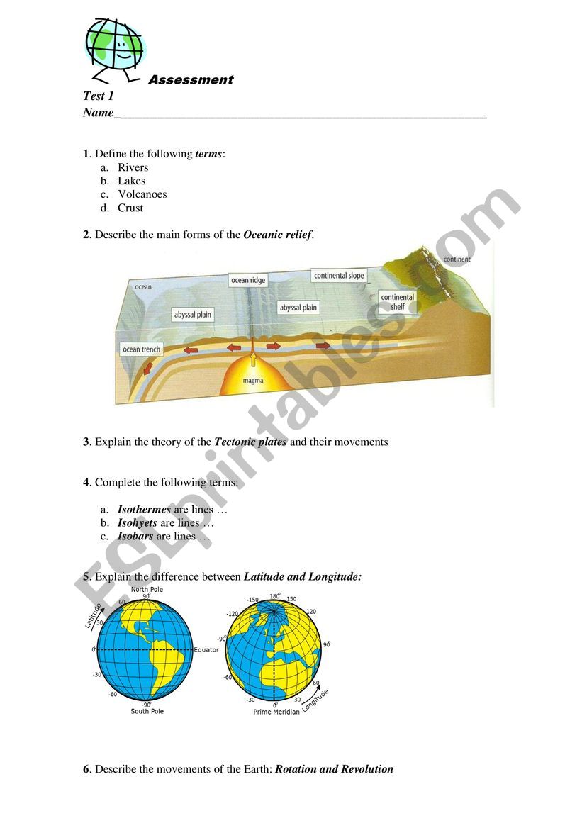 Physical Geography - Test 1 worksheet