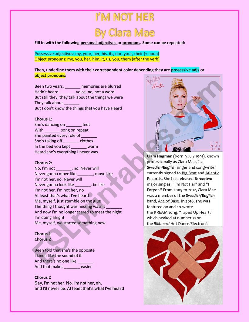 Song Personal Pronouns and Adjs - I�m not her