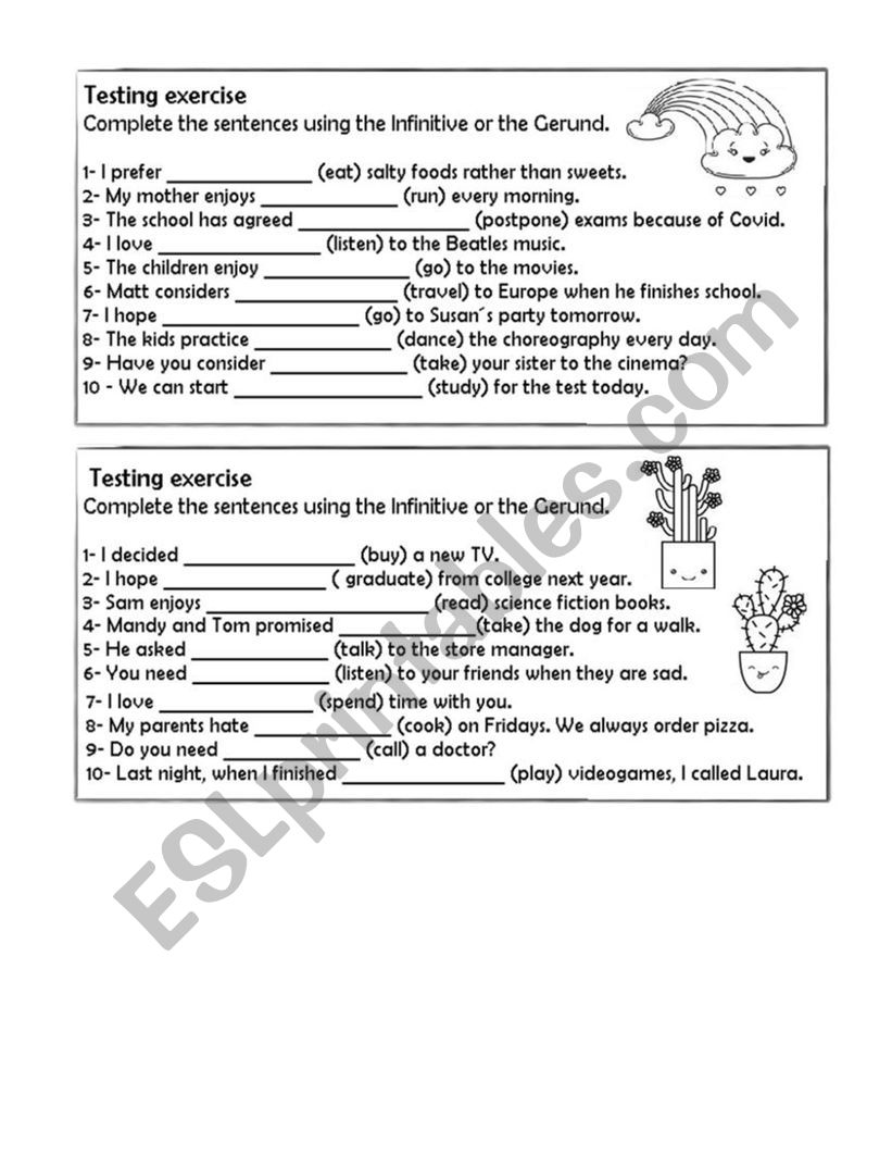 Gerund or Infinitive? worksheet