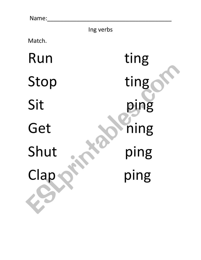 ing verbs worksheet