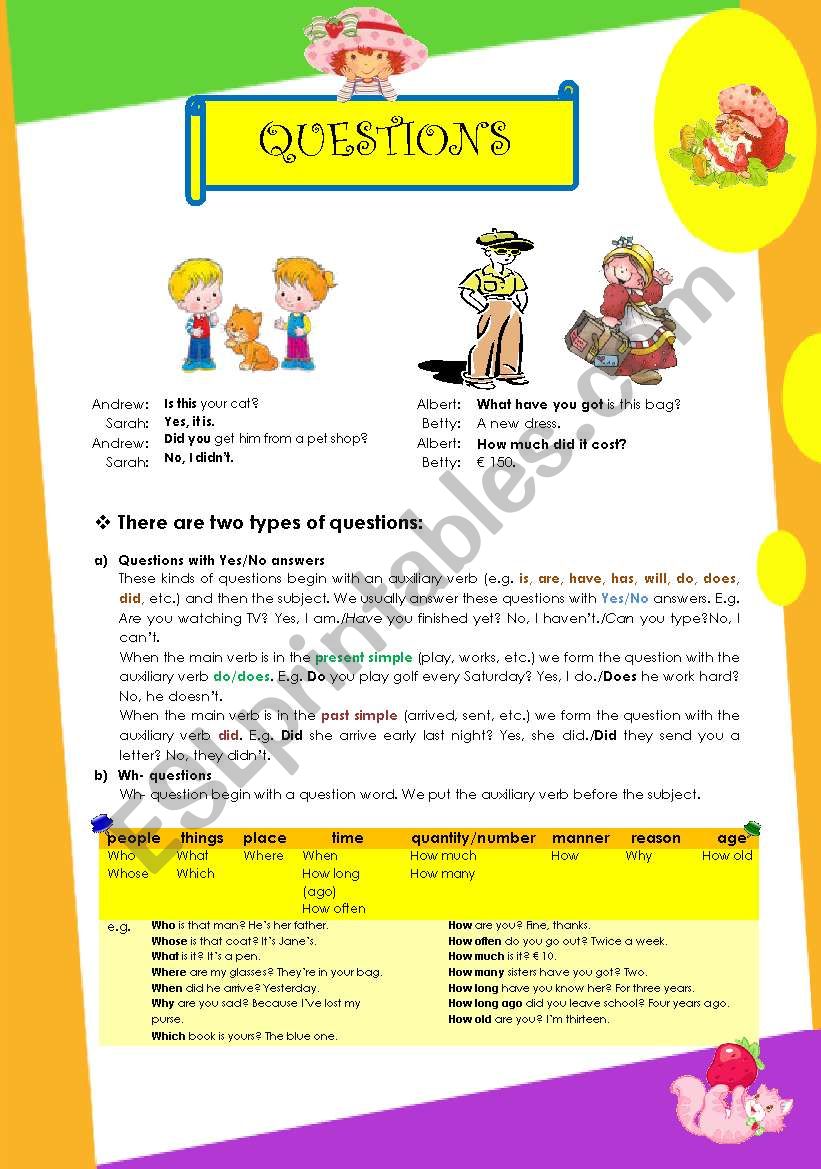 Questions worksheet