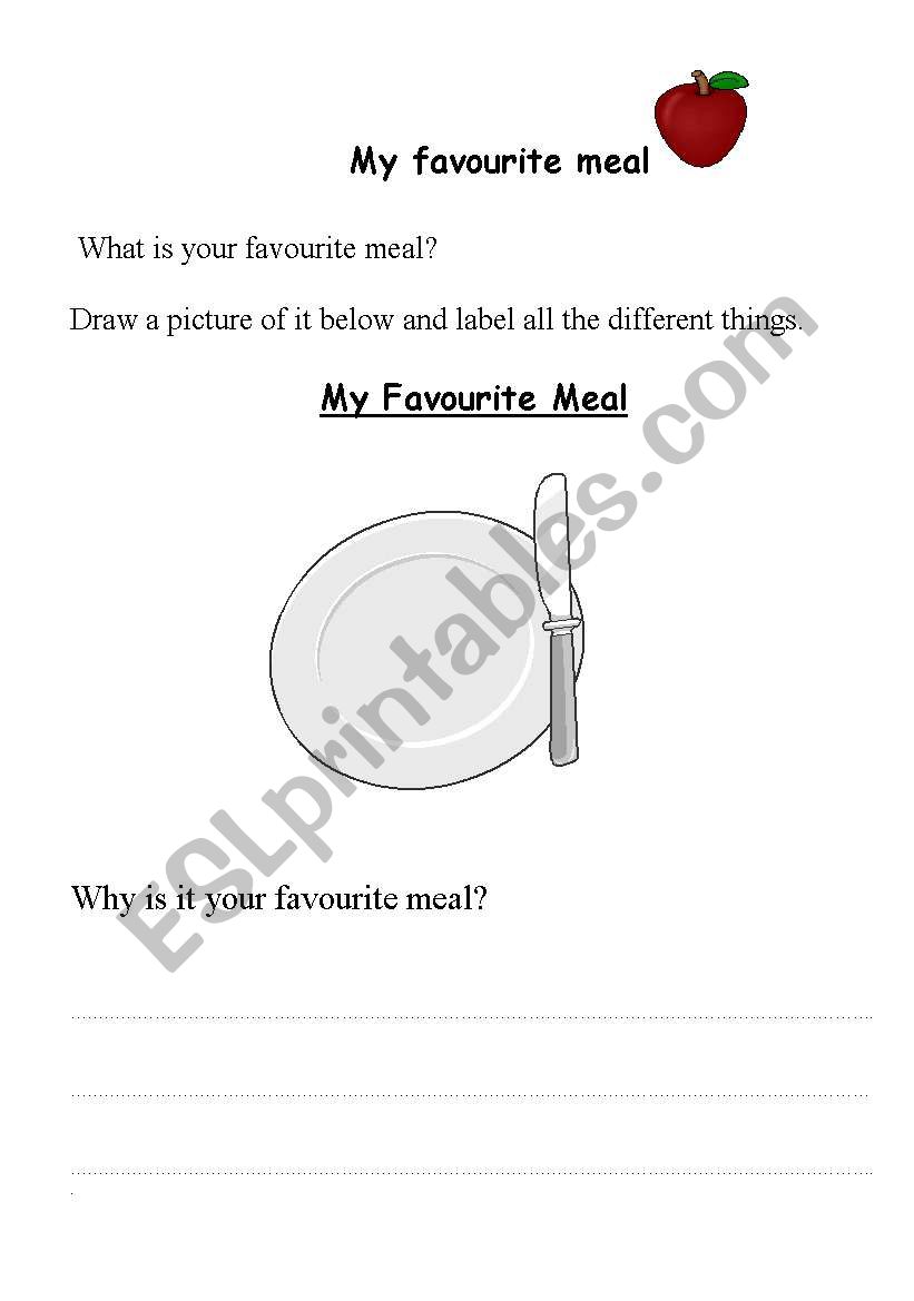 My favourite meal worksheet