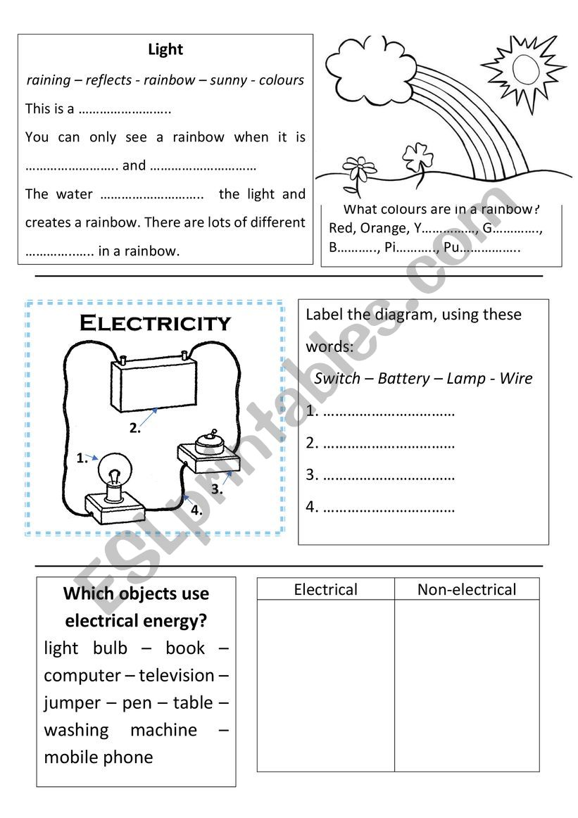 Science project worksheet