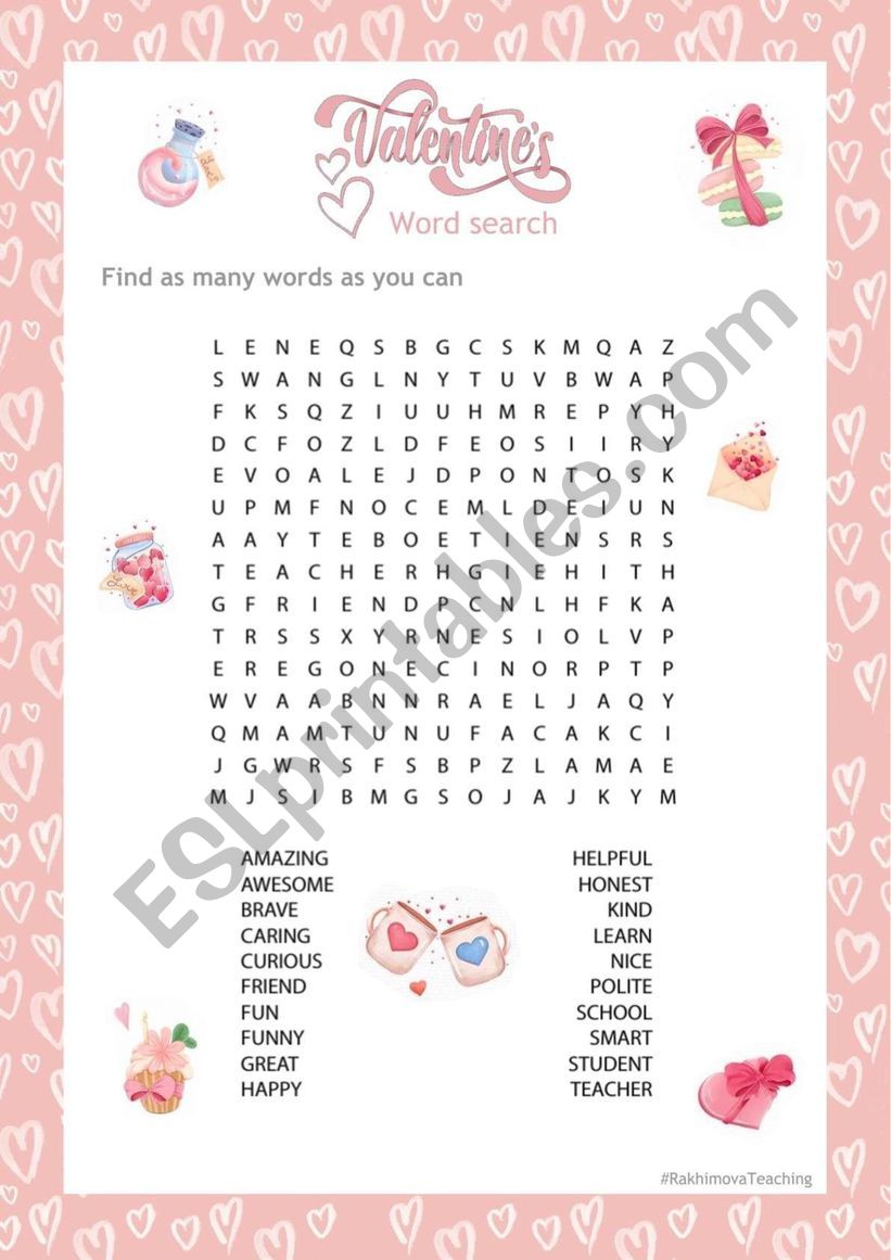 Saint Valentine�s Word Search