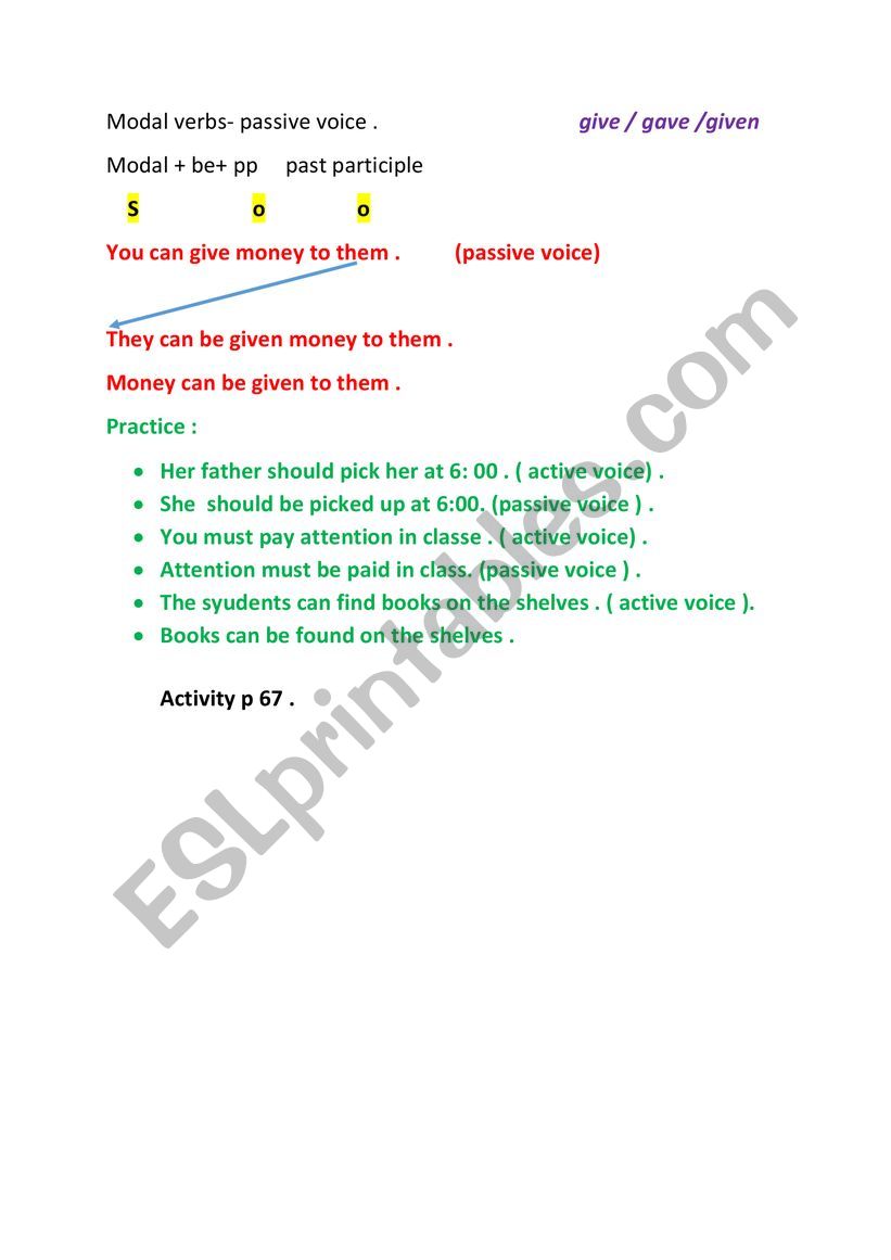 passive voice  worksheet