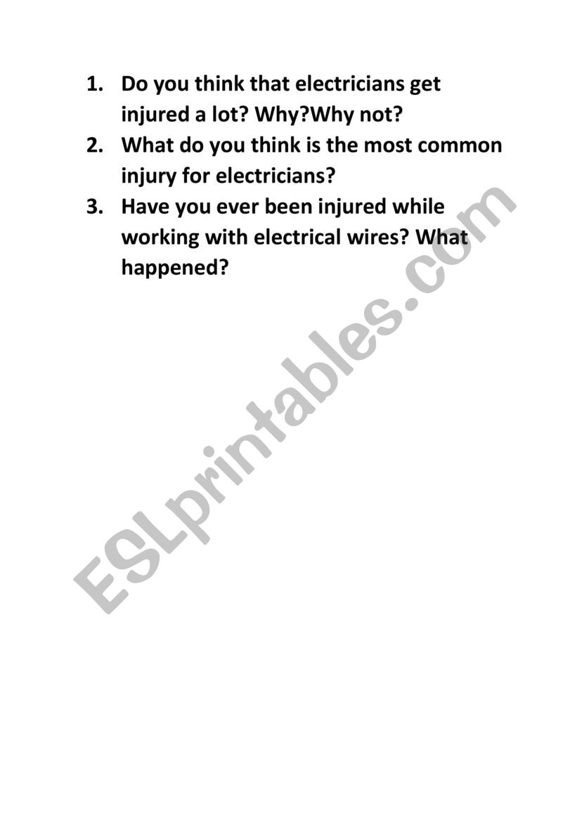Electricians worksheet